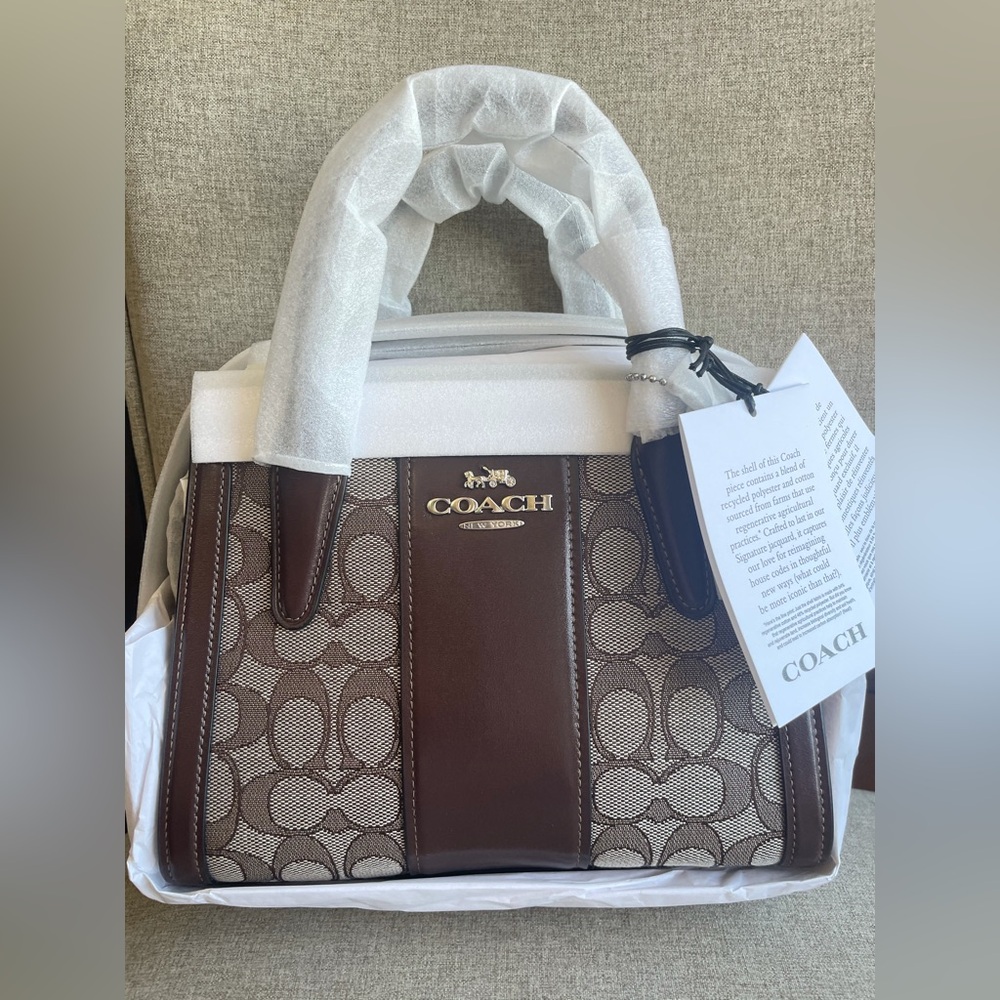 NWT！COACH ANDREA CARRYALL BAG IN SIGNATURE JACQUARD（CT766）FAST SHIPPING